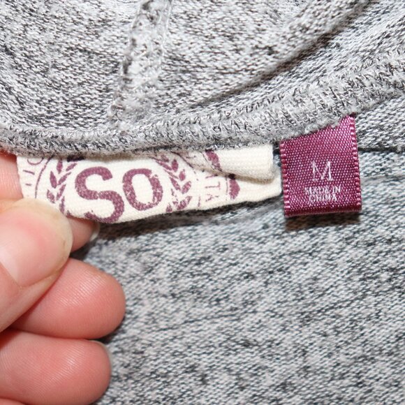 Heather Gray SO Duster Cardigan with hood and pockets Size Medium - Picture 2 of 6